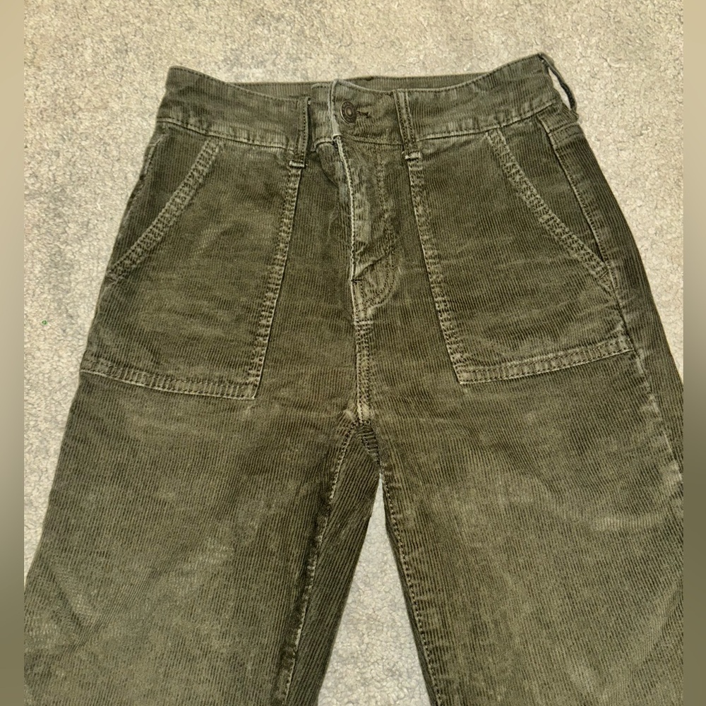 Dark green corduroy flare pants